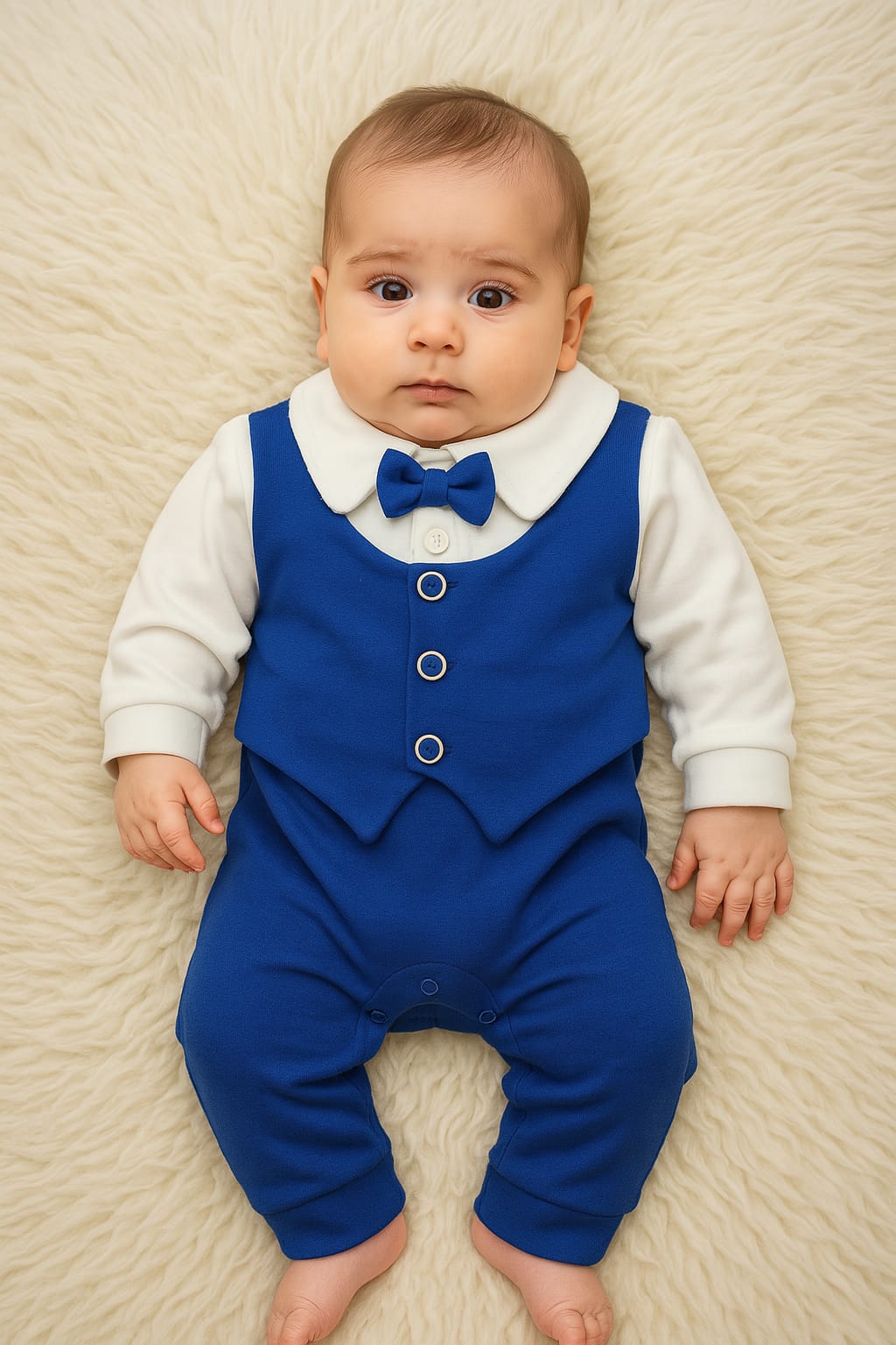 Tuxedo Romper Infant Navy & White