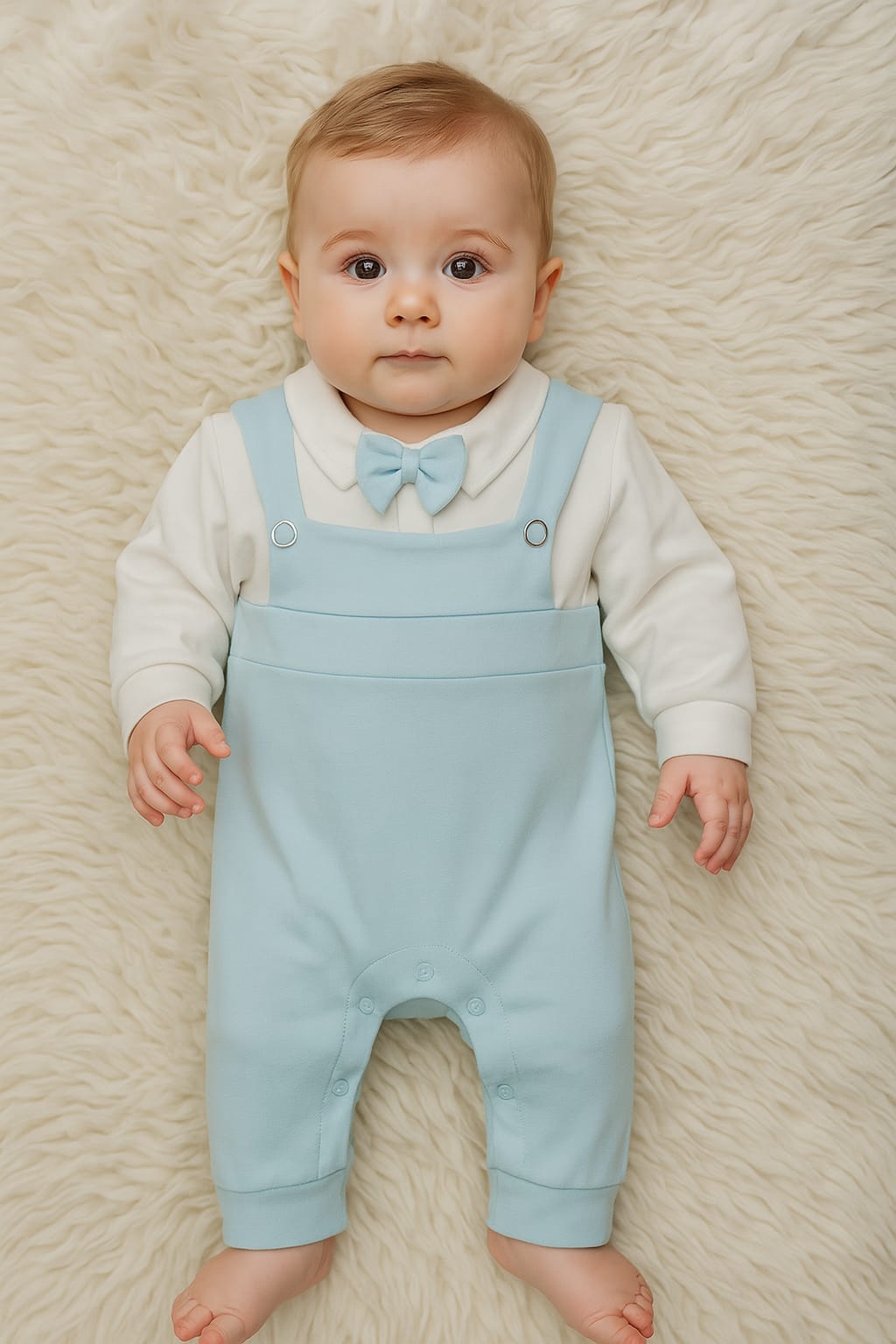 Dungaree Romper Infant Sky & White
