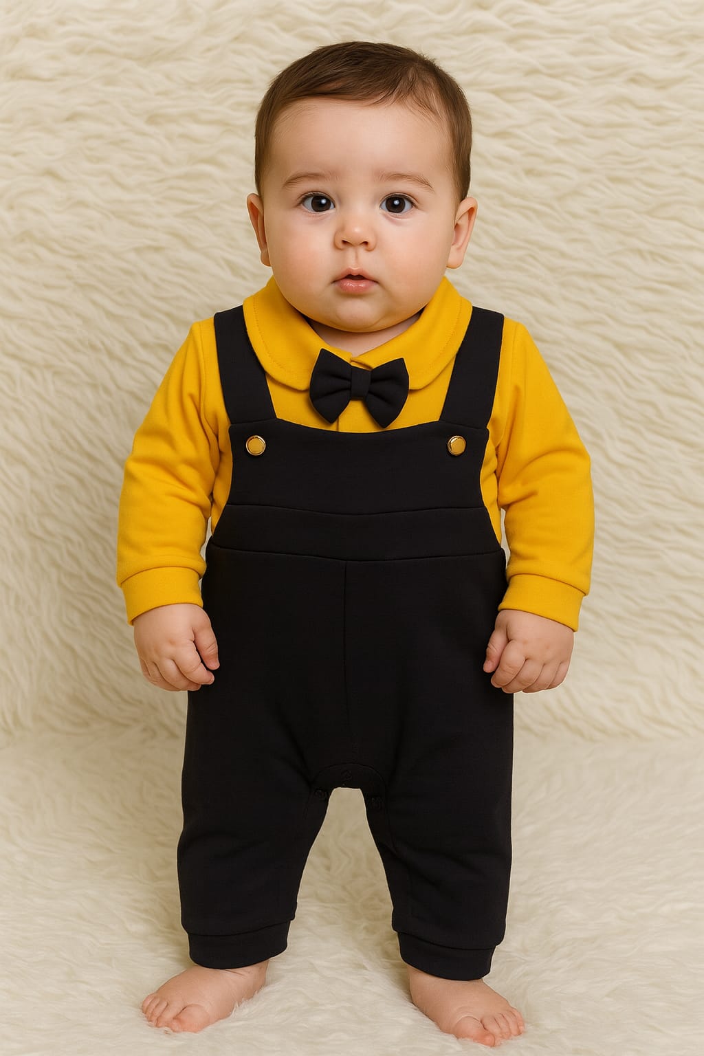 Dungaree Romper Infant Mustard & Black
