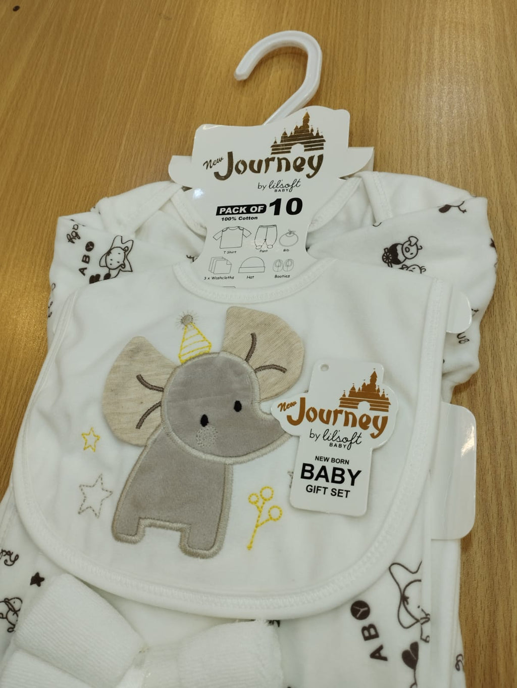 Newborn baby winter starter set pack of 10 brown elephant (0-3 months)