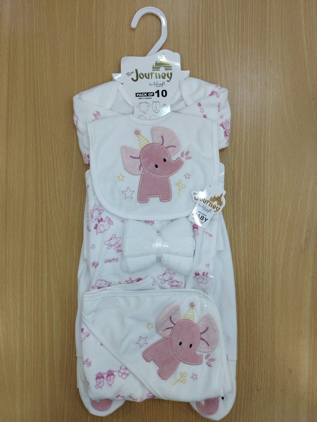 Journey winter starter set for newborn baby (0-3M) pink elephant (pack of 10)