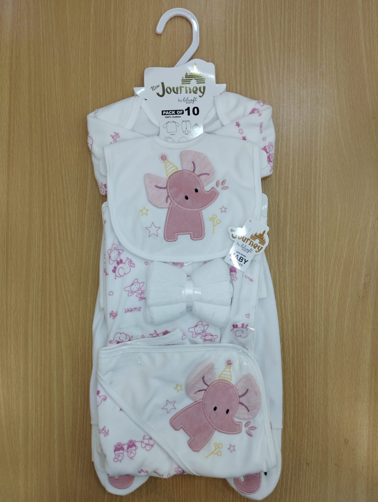 Journey winter starter set for newborn baby (0-3M) pink elephant (pack of 10)