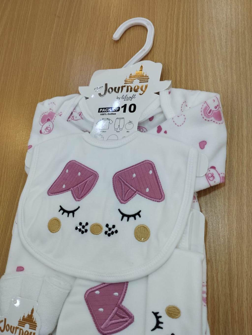 Journey winter starter set for newborn baby (PINK CAT) (0-3M)  (pack of 10)