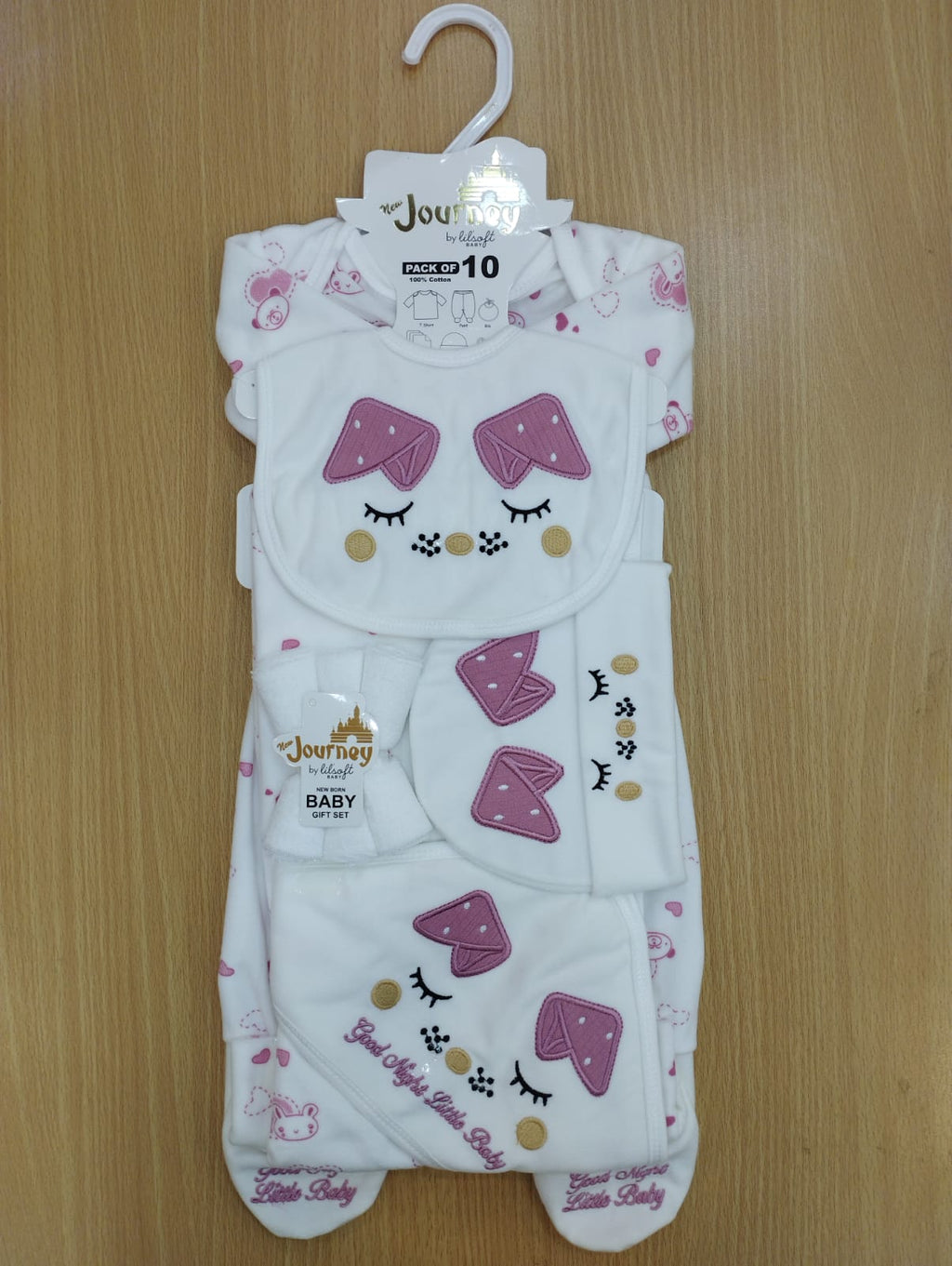 Journey winter starter set for newborn baby (PINK CAT) (0-3M)  (pack of 10)
