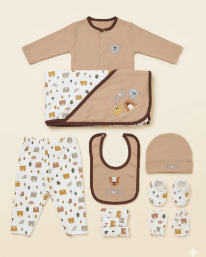 Bear Hugs Brown New Born 10pcs Starter Set