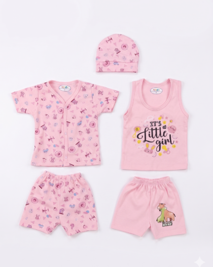 New Born 5-Piece Summer Fun Set ( PINK )