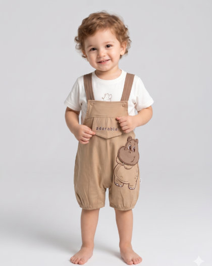 Hippo Adorable Dungaree Set
