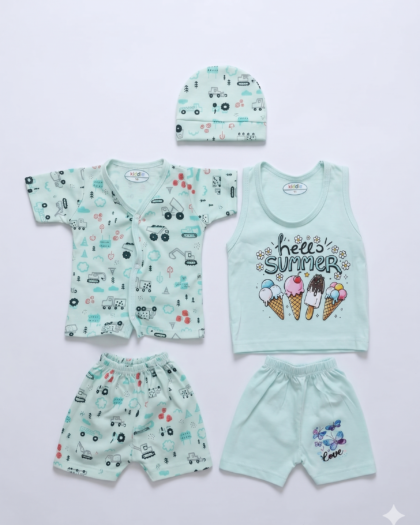 New Born 5-Piece Summer Fun Set ( BLUE )