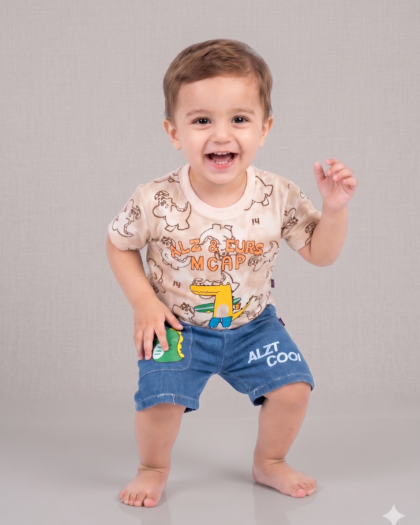 Baba Cool Dino Denim Set