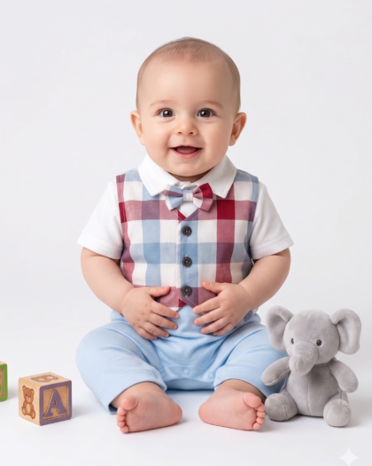 "Chota Nawaab" Checkered Waistcoat Party Romper