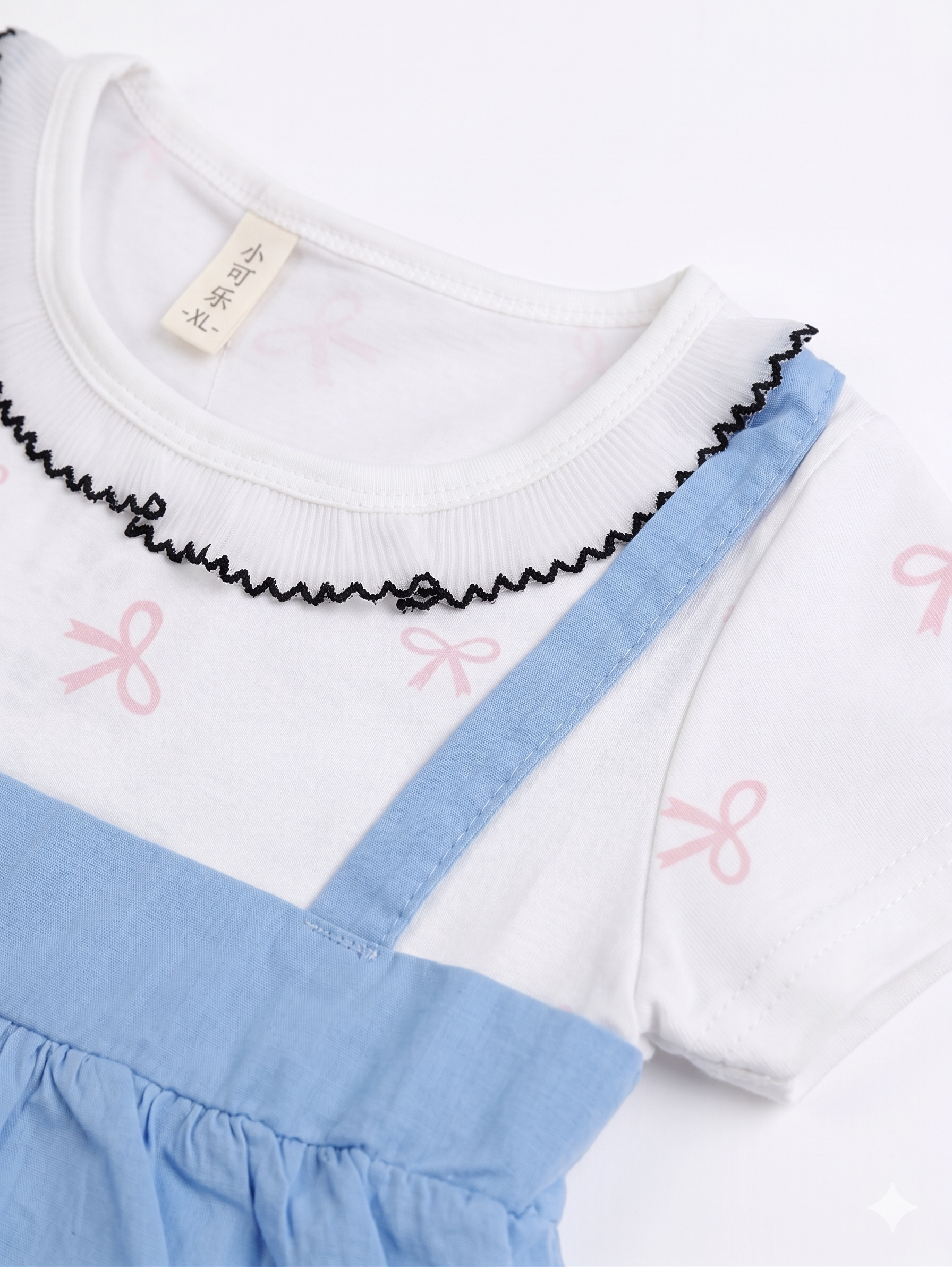 Sky Blue Bow Print Frock - Image 3