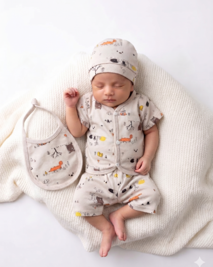 New Born 4-Piece Baby Boy Forest Set ( BEIGE )