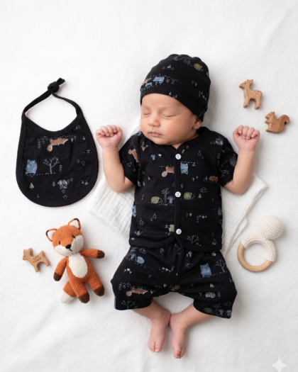 New Born Uni-sex 4-Piece Baby Forest Set ( BLACK )