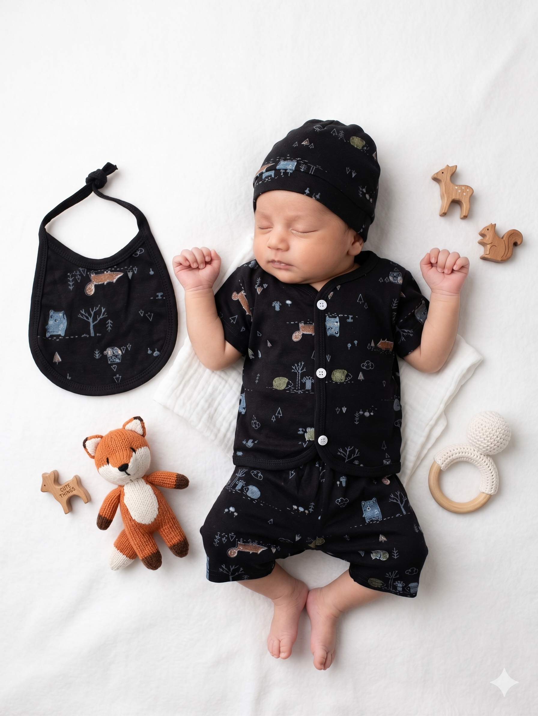 New Born Uni-sex 4-Piece Baby Forest Set ( BLACK )