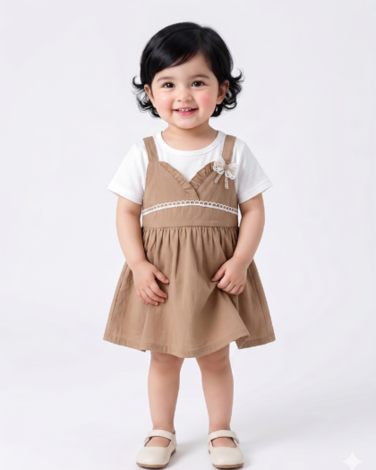 Caramel Brown Ruffle Joy Frock