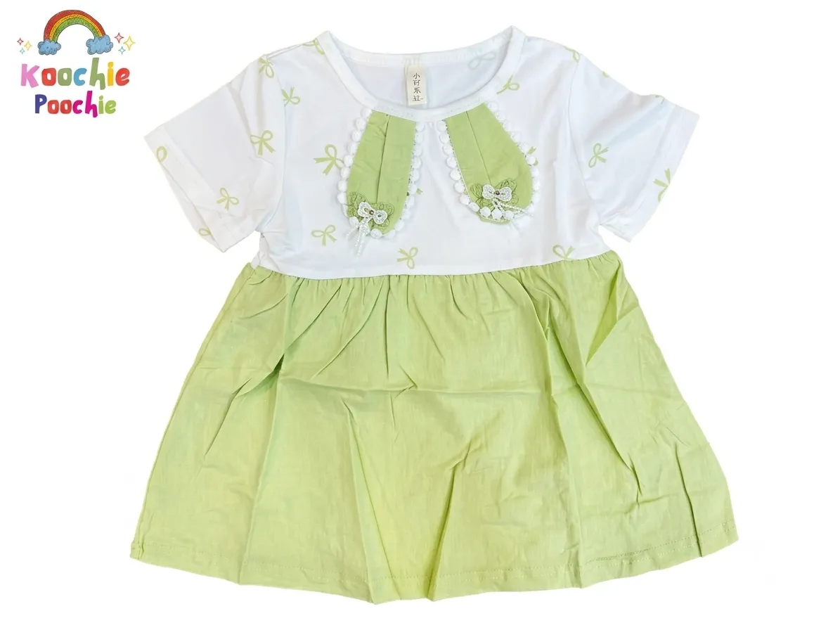 Baby Girl Green Bunny Frock - Image 2
