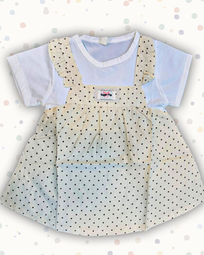 Beige Dotted Baby Frock