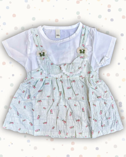 Cyan Printed Baby Frock