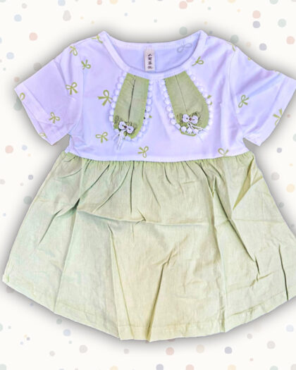 Green Bow Baby Frock