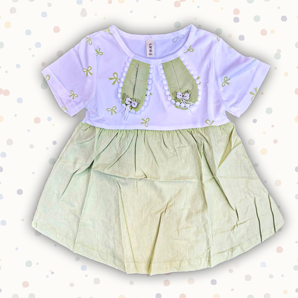 Green Bow Baby Frock
