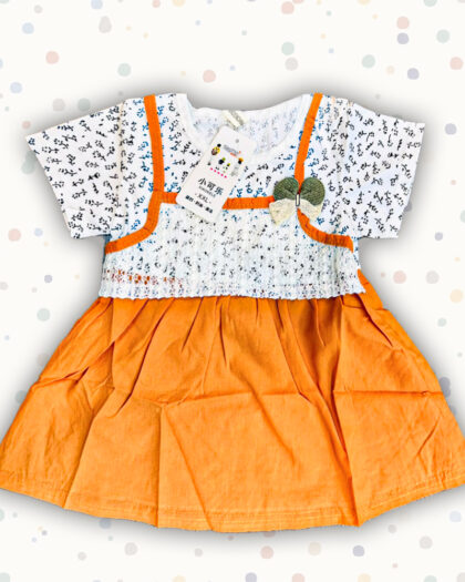 Orange Plain Baby Frock