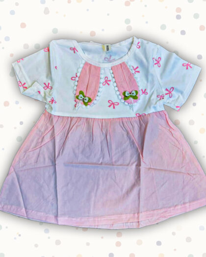Pink Bow Baby Frock