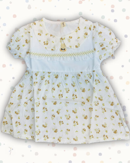 White Printed Baby Frock