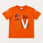 Color Block Letter Orange Kids T-Shirt