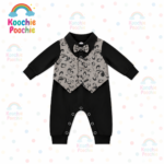 Classic Black & Grey Tuxedo Baby Romper