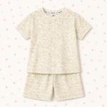 Cream Printed Boys T-Shirt & Shorts Set