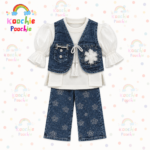 Baby Girl Denim Blue Fancy 3-Piece Outfit