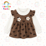 Chocolate Heart Floral Corduroy Pinafore Dress
