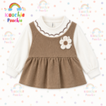 Baby Girls Corduroy Floral Pinafore Dress Set