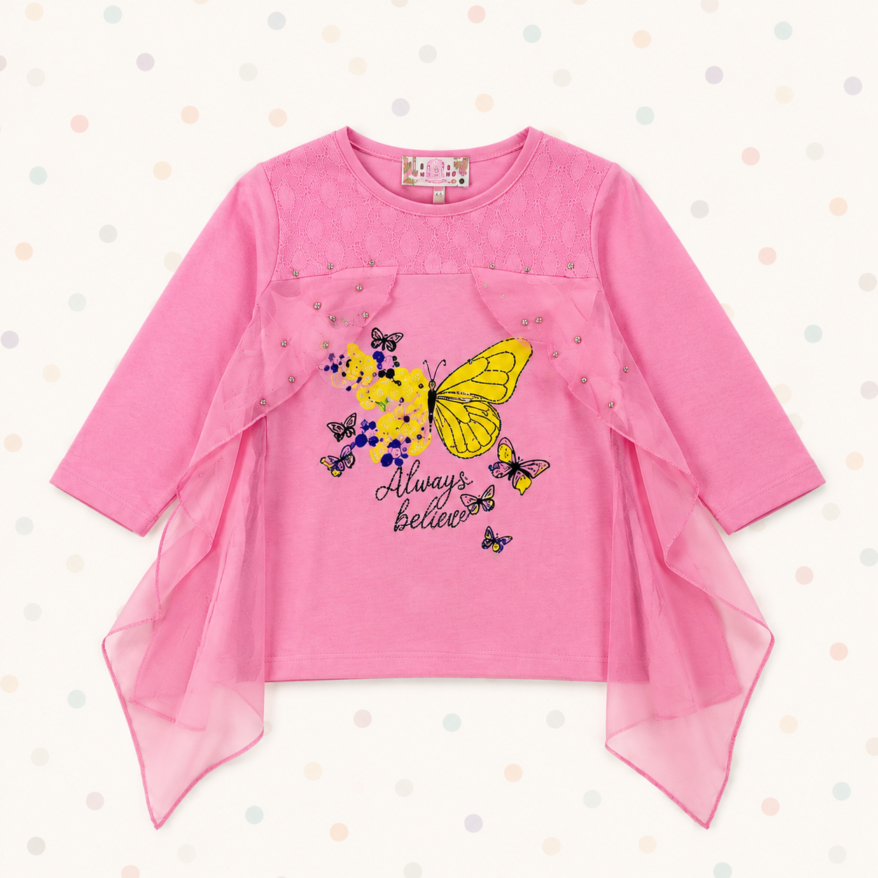 wcgs-image-c9536cc8 Always Believe Butterfly Girls’ Top - Image 1