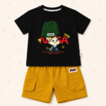 Kids Cartoon Graphic T-Shirt & Cargo Shorts Set