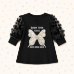 Sparkling Butterfly Puff-Sleeve Girls’ Top