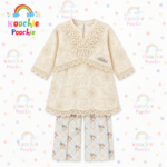 Girl Yellow Embroidered Fancy 2-Piece Suit