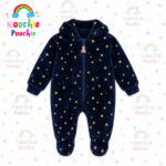 Girls Navy Blue Star Print Hooded Romper