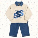 Boys' Denim Style Sweatshirt & Jeans 2-Piece Set
