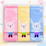 Cute Bunny Baby Washcloths – Pack of 3 (Multicolor)
