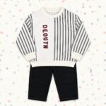 Boys' Trendy Striped Sweatshirt & Pants Set