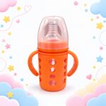120ml Glass Baby Feeder with Orange Handles