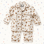Little Teddy Brown Polka Dot Cotton 2-Piece Night Suit