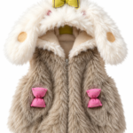 Bunny Bow Faux Fur Hooded Vest