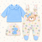 Baby Blue Teddy Bear Dungaree Set - Image 2