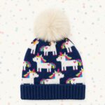 Navy Blue Unicorn Pom-Pom Beanie