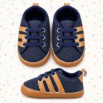 Little Explorer Navy Blue & Tan Baby Sneakers