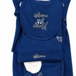"Welcome to the World" 12-Piece inter lock fabric Newborn Starter Set – Navy Blue