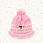 Baby Pink Teddy Pom-Pom Knitted Beanie