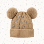 Cozy Rhinestone Double Pom-Pom Beanie
